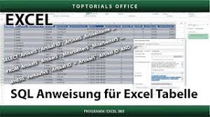 Interessant kann der einsatz von datenbankfunktionen sein, wenn man eine sehr große datenbank in einem separaten tabellenblatt nach allen möglichen kombinationen auswerten möchte. Sql Abfrage Von Einer Excel Tabelle Youtube