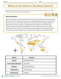 Simple machine activities and worksheets. Where In The World Is The Desert Biome Worksheet Education Com