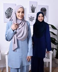 Amber kurung moden in cobalt. Baju Kurung Moden Riau Dila Night Blue Muslimahclothing Com