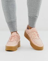 Air Force 1 Black Swoosh Gum Sole Nike Pale Pink Gum Sole Air Force 1 Sage Low Trainers With Images Nike Airforce 1 Low Sneakers Nike