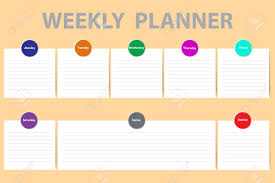 weekly schedule with a chart for notes and white charts with