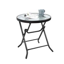 Captive Designs 18 Patio Small Side Little Folding Glass Table Glass Table Tempered Glass Table Top Table