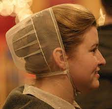 Mennonite Woman With Her Tea Strainer Head Covering My Grandma Wore These Amish Plain People Christian Head Covering