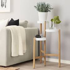 Satsumas Bamboo White Plant Stand Height 78 Cm Ikea Ikea Plant Stand Furniture