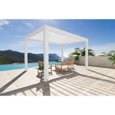 Cette pergola en aluminium ne nécessite donc pas de poteaux pour en soutenir l'avancée. Pergola Bioclimatique Climatix De 3 X 3 6 M A 4 Montants Cdiscount Jardin