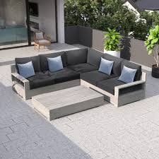 Martha stewart 35inch cast stone base, wood burning fire pit. Martha Stewart Hillcrest 3 Piece Grey Wood Patio Sectional Set Overstock 30972101