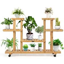 Check spelling or type a new query. Costway 4 Tier Wooden Plant Stand W Wheels Multipurpose Storage Rack Wood Grain Color Walmart Canada