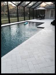 6x12 Herringbone 90 Pattern Pool Pavers Stone Pool Deck Travertine Pool Decking