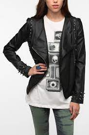 Sparkle Fade Studded Spike Moto Jacket Online Only Women S Coats Jackets Studded Leather Jacket Jackets