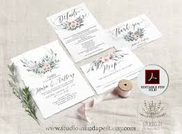 Boho Wedding Invitation Template Set Editable Bohemian Etsy Wedding Invitations Boho Boho Wedding Invitation Template Diy Wedding Templates