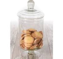Large Tall Clear Glass Biscuit Cookie Footed Storage Pot Jar Cannister With  Lid