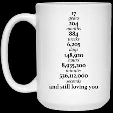 Check spelling or type a new query. Top 3 Happy 17 Years Anniversary Gifts 17th Anniversary Ideas 204 Months 884 Weeks Funny Quote Coffee Mug Thsclothing