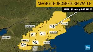 A severe thunderstorm watch (same code: The Weather Channel On Twitter New Severe Thunderstorm Watch Issued For Western Connecticut Western And Central Massachusetts Central And Western Maine New Hampshire Eastern New York And Central And Southern Vermont Until