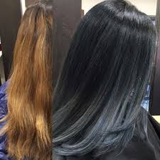 Black With Dark Blue Grey Ends Brings Back The Shine In Your Hair Blue Hair Dark Hair Color For Black Hair Black Hair With Highlights
