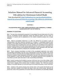 Solutions Manual For Advanced Financial Accounting 11th Edition By Christensen Cottrell Budd Financial Accounting Solutions Accounting