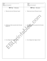 Bill Nye Forensics Worksheet Nidecmege