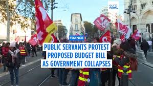 Civil servants in France go on strike after no-confidence vote topples  government
