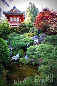 Japanese Garden With Pagoda And Pond By Carol Groenen Follies Tree Houses And She Sheds Japan Garden Asian Garden Japanese