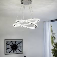 Chromfarbige Pendelleuchte Varrazo Aus Stahl Mit Kristallen In Klar Mit Zwei Ringen Anhanger Lampen Led Pendelleuchte Pendelleuchte