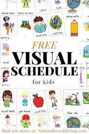 Visual schedules, or visual daily routine charts, are a wonderful way to help ease transitions and reduce meltdowns for children. Daily Visual Schedule For Kids Free Printable Natural Beach Living