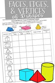 Identify The Number Of Faces Edges And Vertices Of Three Dimensional Shapes Math 3dshapes Polyhedron Dimensional Shapes Math Geometry Geometry Worksheets