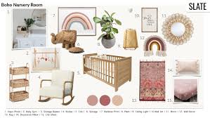 A lot of the pieces really fit together nicely, which allows you mix and match to get the perfect combination for your room makeover. Boho Nursery Mood Board Shopping List Slate