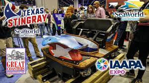 Iaapa 2019 Texas Stingray Train Reveal Seaworld San Antonio Great Coaste Seaworld San Antonio Sea World Wooden Roller Coaster