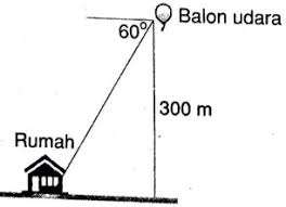 # satuan sudut derajat (xo) # satuan sudut radian (p) 1. Santi Memandang Pojok Rumahnya Dengan Sudut Depresi 60 Dari Balon Udara Mas Dayat
