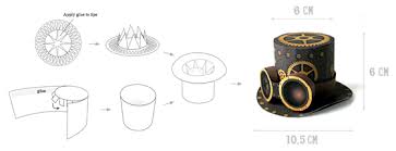 How To Make A Mini Top Hat Out Of Paper Paper Top Hat For Your Steampunk Outfit Steampunk Patterns Mini Top Hat Steampunk