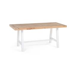 Cette table de jardin en bois est grande et confortable. Table De Repas De Jardin En Bois Avec Pieds Blancs Scania Beliani Fr