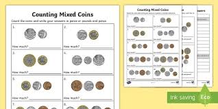 Touch point coins instruction worksheet and practice touch coins classroom organization. Counting Mixed Coins Worksheets Teacher Made