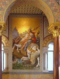 Neuschwanstein Castle Throne Room Interior St George And The Dragon 1729 2251 Neuschwanstein Castle Germany Castles Art