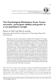 Pdf The Psychological Mindedness Scale Factor Structure Convergent Validity And Gender In A Non Psychiatric Sample