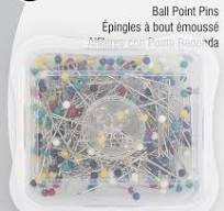 Ball Point Pins ~ 1 1/16" in (26mm) ~ Assorted Colors ~ For general sewing