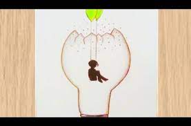 alone boy drawing inside buld رسومات سهلة رسمة معبرة لولد فوق الأرجوحة رسم بنات youtube drawings drop earrings