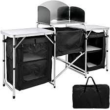 Vbenlem Camping Outdoor Kitchen 2 Tier Camping Kitchen Table With 3 Zippered Bag Best Offer For Outdoorfull Com In 2020 Camping Kitchen Table Camp Kitchen Camping Table