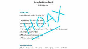 Maybe you would like to learn more about one of these? Beredar Info Lowongan Kerja Di Rsd Dr Soebandi Jember Pihak Rumah Sakit Tegaskan Itu Hoaks Bohong Tribun Jatim