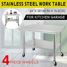 This stainless steel commercial 24 x 72 work table is designed to provide additional space for preparation or other tasks in your commercial kitchen, bar, or restaurant. Stainless Steel Commercial Kitchen Work Food Prep Table W 4 Casters 30 X 24 124 93 Picclick