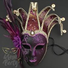 Masquerade Jolly Jester Feather Black Purple Masks Masquerade Masquerade Mask Diy Masquerade Mask