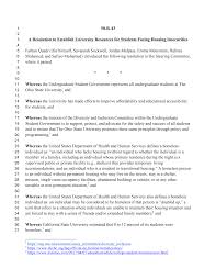 50-R-43 A Resolution to Establish University Resources for Students Facing  Housing Insecurities Farhan Quadri (for himself, Sava