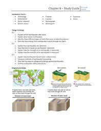 Though the epicenter is central to the area of effect of an earthquake, it is not necessarily where the strongest shaking is experienced. Chapter 8 Study Guide 8th Grade Science Vocabulary Terms