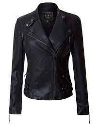 Le3no Womens Faux Leather Fully Lined Long Sleeve Moto Biker Jacket Leather Jackets Women Faux Leather Jacket Women Vintage Leather Jacket