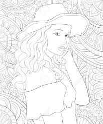 Little girls are such dreamers! A Cute Girl Wearing A Hat On The Abstract Background With Ornaments Image For Relaxing Activity Coloring Book Page For Adults Zen Art Style Illustration For Print Poster Design Royalty Free Cliparts Vectors And Stock Illustration