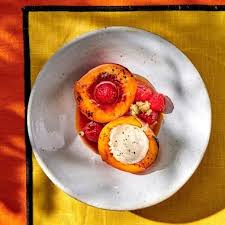 Recette Nectarines Roties Aux Framboises Creme Glacee Au Poivre Noir Recette Nectarine Roti Recette Dessert Noel