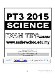 Pihak lembaga peperiksaan malaysia dan kementerian pendidikan malaysia (kpm) telah menggariskan format yang tepat kepada calon peperiksaan tingkatan 3 tahun ini. Pdf Pt3 Science Notes Part 1 Rashieny Ashok Academia Edu