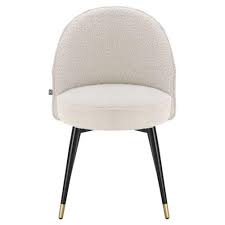 Eichholtz Cooper Modern Ivory Boucle Black Legs Dining Chair Set Of 2 Kathy Kuo Home