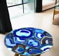 Blue Agate Coffee Table Top, Center Slab Top, Furniture Home Decor Table Top