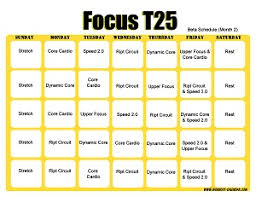 focus t25 workout calendar print a