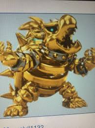 Dry bowser gains the fire resistant nature of dry bones, higher jumps, the ability to throw bones, and as big dry bowser in new super mario bros. Dry Bowser Gold By Ohyeahcartoonsfan On Deviantart