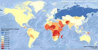 Population Change By Country 2000 2016 Vivid Maps Map Global Population Growth Country